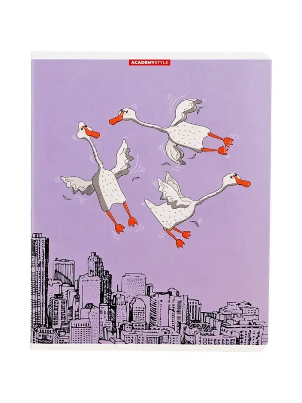 Тетрадь 48 листов, в клетку «Гуси в городе», мелованный картон, МИКС Тетрадь 48 листов, в клетку «Гуси в городе», мелованный картон, МИКС