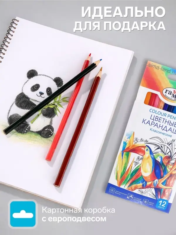 Карандаши цветные 12 цветов &laquo;Гамма. Классические&raquo;, стержень d=2.6 мм, шестигранные