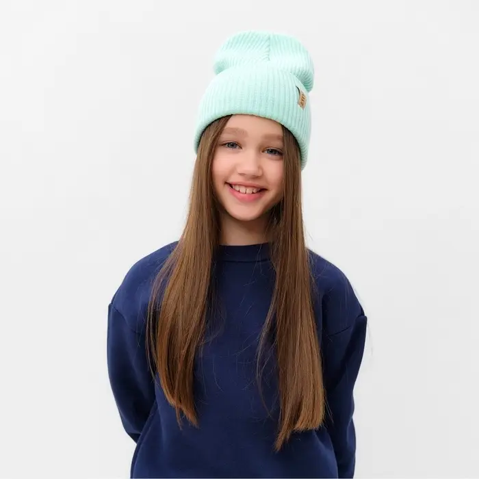 Шапка детская MINAKU, размер 46-48, мятная Шапка детская MINAKU, размер 46-48, мятная