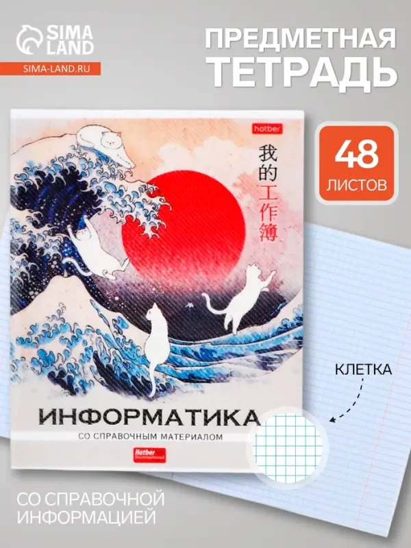 Предметная тетрадь по информатике Hatber &laquo;Искусство Азии&raquo;, 48 листов, в клетку, со справочным материалом, пластиковая обложка с печатью
