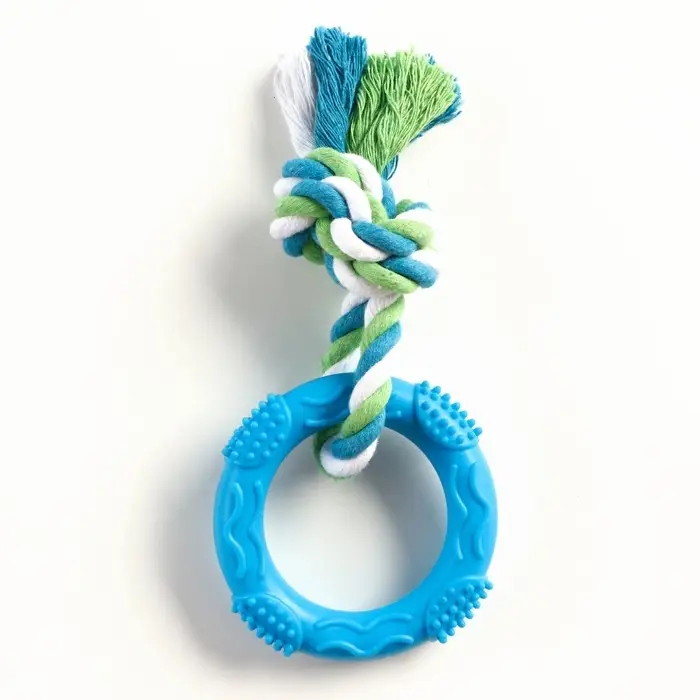 Игрушка жевательная с канатом &laquo;Кусочек солнца&raquo;, 8 см, голубая