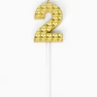 Свеча для торта &laquo;Элемент&raquo;, цифра "2" золотая