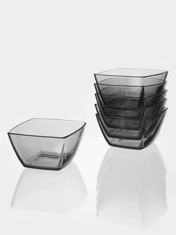 Набор салатников Paşabah&ccedil;e Tokyu. Gray, 500 мл, d=12.5 см, 6 шт., стекло, чёрный