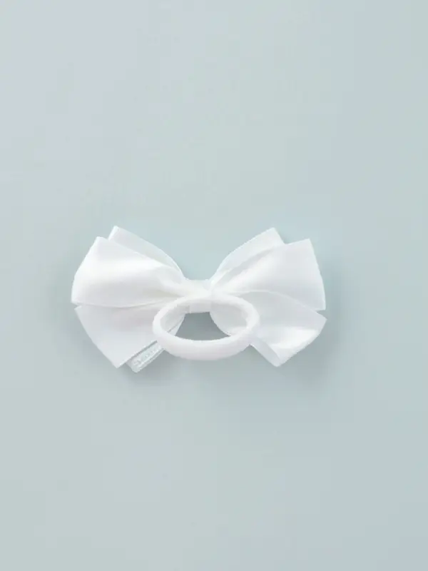 Бант для волос на резинке &laquo;Школьница&raquo;, блеск галант, 8&times;4 см, белый