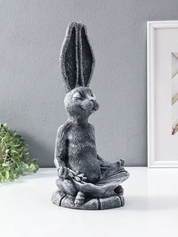 Фигура - подставка для мелочей &laquo;Заяц с лотосом&raquo;, 20&times;16&times;43 см, античный