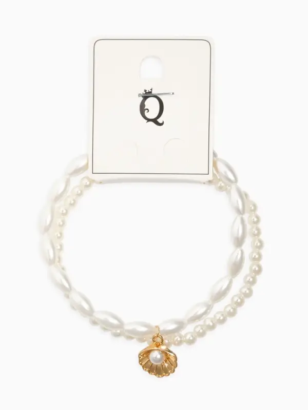 Браслеты на ногу &laquo;Жемчуг. Ракушка&raquo;, набор 2 шт. d=6.5 см, белый