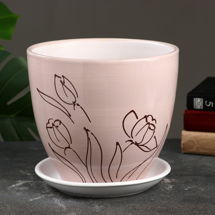 Горшок цветочный Горшок цветочный "Цветы" 5 л, белый