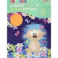 Бумага цветная &laquo;Ёжик&raquo; 10 цветов, 10 листов, 25 г/м&sup2;, в папке