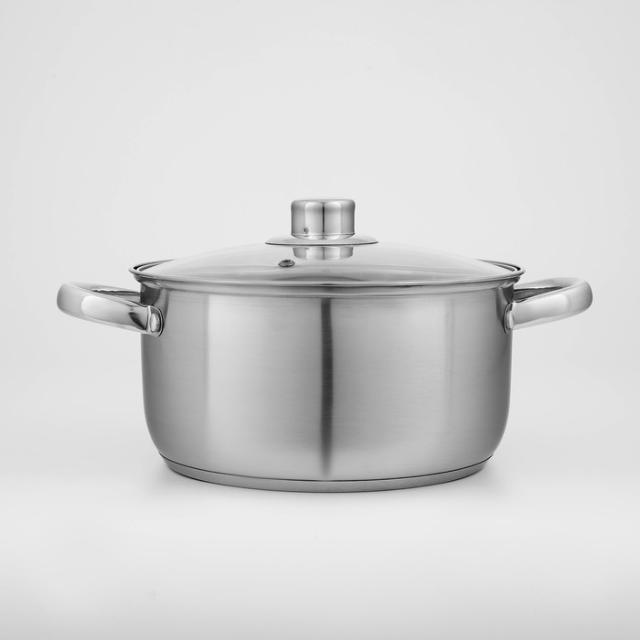 Кастрюля из нержавеющей стали Доляна «Гретте», 4,2 л, d=22 см, с крышкой, капсульное дно, индукция Кастрюля из нержавеющей стали Доляна «Гретте», 4,2 л, d=22 см, с крышкой, капсульное дно, индукция