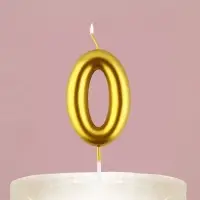 Свеча для торта, цифра «0», золото, 9,5 х 4 см