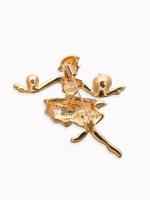 Брошь &laquo;Балерина с мячами&raquo;, белая в золоте