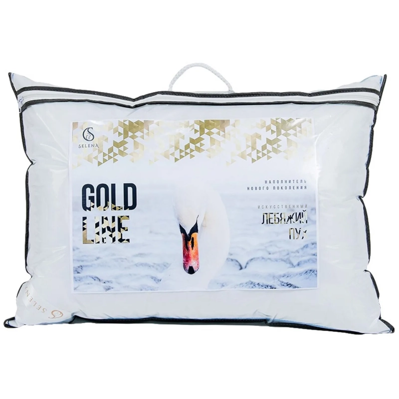 Подушка 50х70 стеганная со съемным чехлом (микрофибра/лебяжий пух), белый