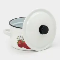 Кастрюля эмалированная, 5 л, d=23.5 см, с крышкой, белая