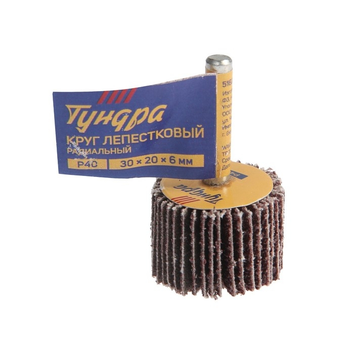 Круг лепестковый радиальный ТУНДРА, 30 х 20 х 6 мм, Р40 Круг лепестковый радиальный ТУНДРА, 30 х 20 х 6 мм, Р40