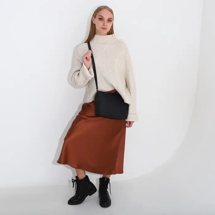 Сумка женская кросс-боди на молнии, 25&times;8&times;19 см, чёрная