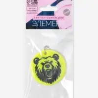 Светоотражающий элемент двусторон медведь рык 4,7*4,7см цепочка салатовый АУ