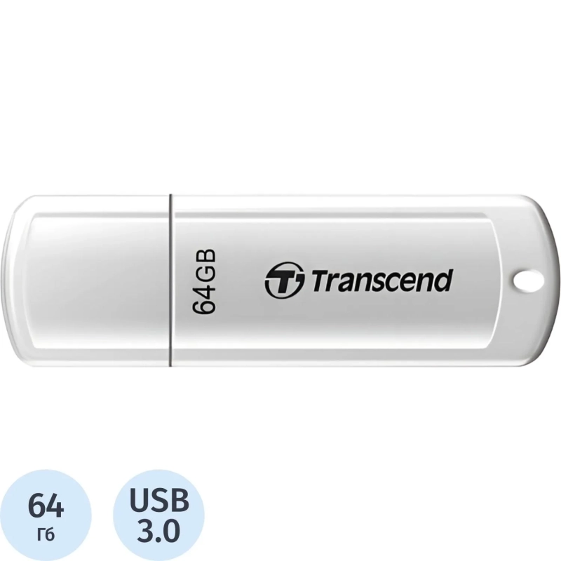 Флеш-память Transcend JetFlash 730, 64Gb, USB 3.1 G1, бел, TS64GJF730