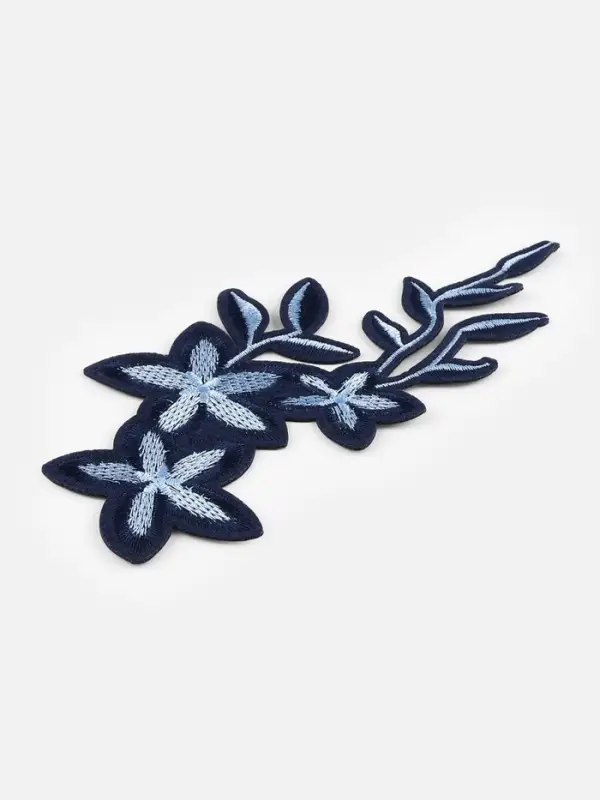 Термоаппликация &laquo;Цветы&raquo;, 20&times;9 см, серая, синяя