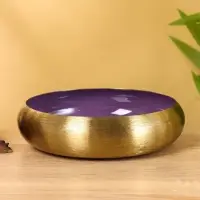 Подсвечник золотой с фиолетовым покрытием, 18×18×5 см