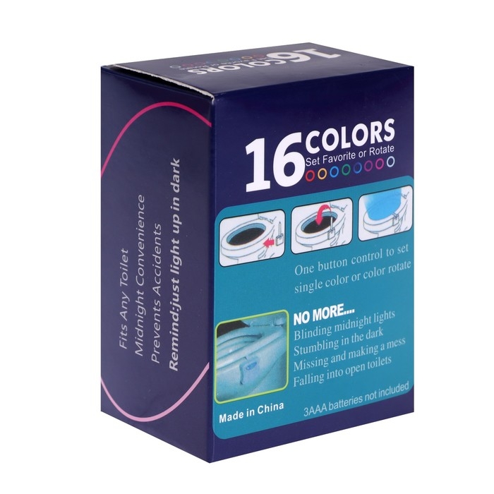 Светильник для туалета с датчиком движ., RGB, 3 Вт, IP68,  от бат. 3*AAA, белый Светильник для туалета с датчиком движ., RGB, 3 Вт, IP68,  от бат. 3*AAA, белый