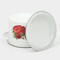 Кастрюля эмалированная, 9 л, d=26.5 см, с крышкой, белая