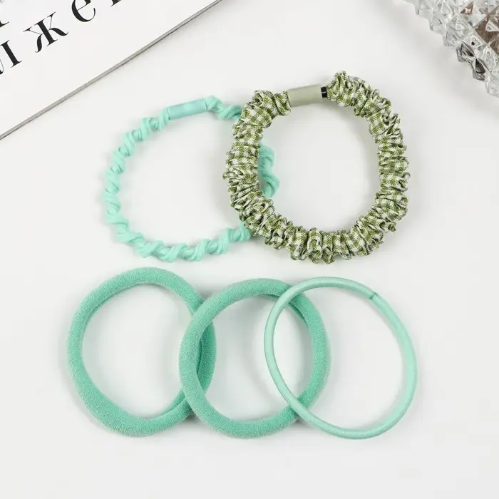 Резинка для волос "Жанет" (набор 5 шт) жатка полоски, 5 см