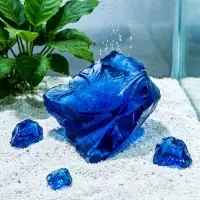 Декоративные камни для аквариума, 3-5 см, 500 г, необработанные, стекло, синие