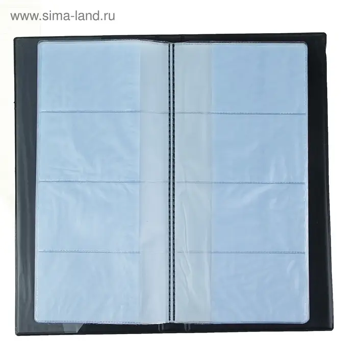 Визитница на 80 карт, 4 карты на 1 листе, обложка ПВХ, чёрная