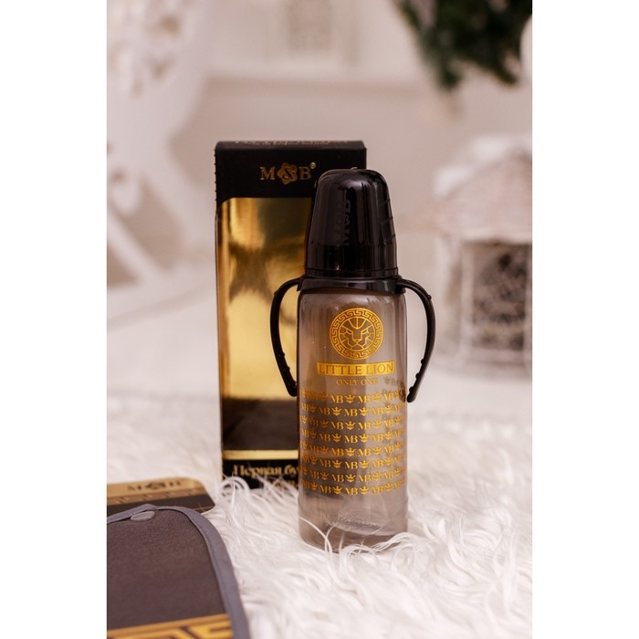 Бутылочка для кормления «Little lion», классическое горло, с ручками, 250 мл., от 0 мес., Золотая коллекция