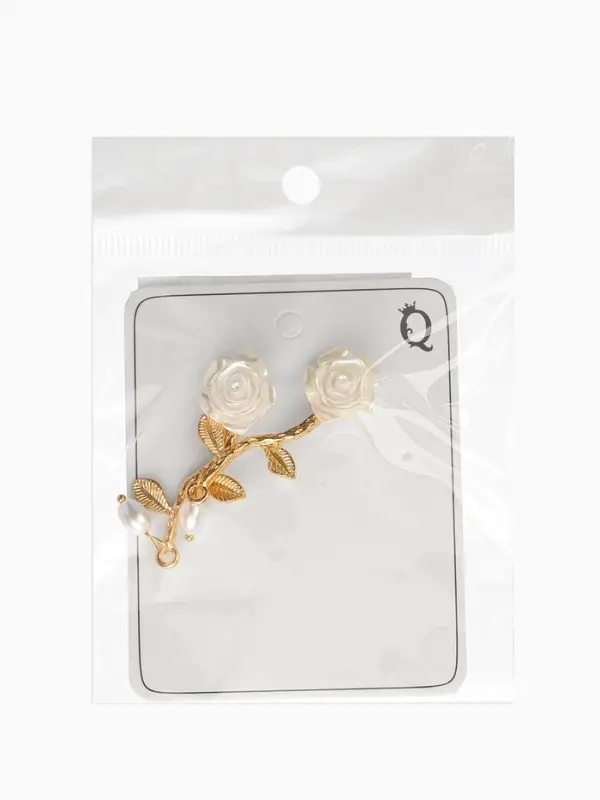 Серьги Серьги "Цветок розы", цвет белый в золоте