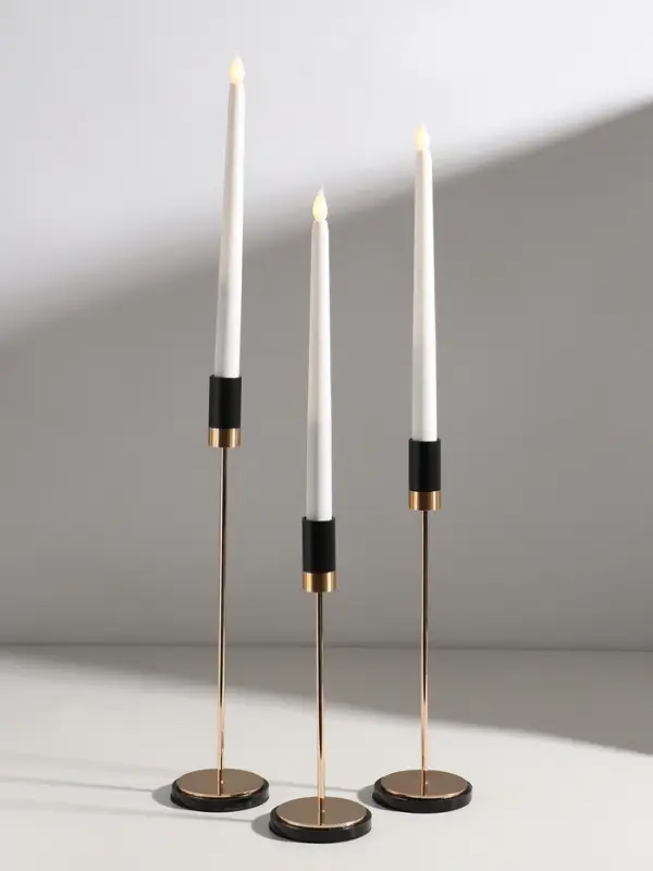 Подсвечник металл, стекло  Подсвечник металл, стекло "Лофт" d=2 см набор 3 шт чёрно-золотой 8х8х24, 8х8х29, 8х8х34 см