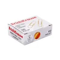 Скрепки канцелярские ErichKrause, 28 мм, 100 шт., омедненные, картонная упаковка