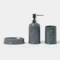 Аксессуары для ванной SAVANNA &laquo;Бэкки&raquo;, 3 предмета, мыльница, дозатор для мыла 400 мл, стакан, серо-голубые