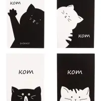 Блокнот А6, 32 листа в клетку на скрепке "Котэ", обложка мелованный картон, блок офсет, МИКС