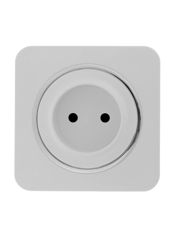Розетка одноместная, серия  Розетка одноместная, серия "Circular", 10 А, скрытая, без з/к, белая, серебристая рамка