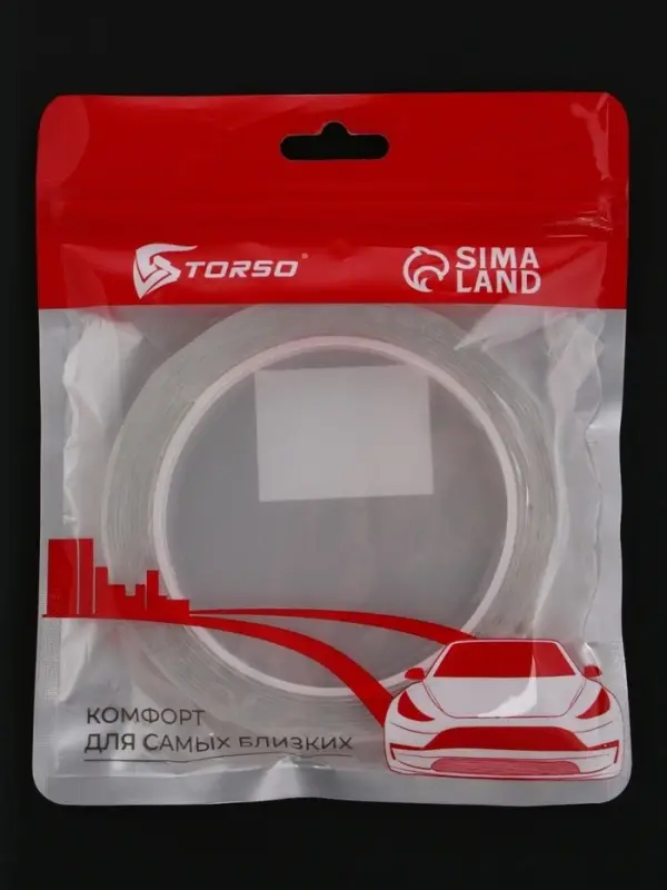 Клейкая нано лента TORSO, прозрачная, двусторонняя, акриловая 15 мм &times; 3 м