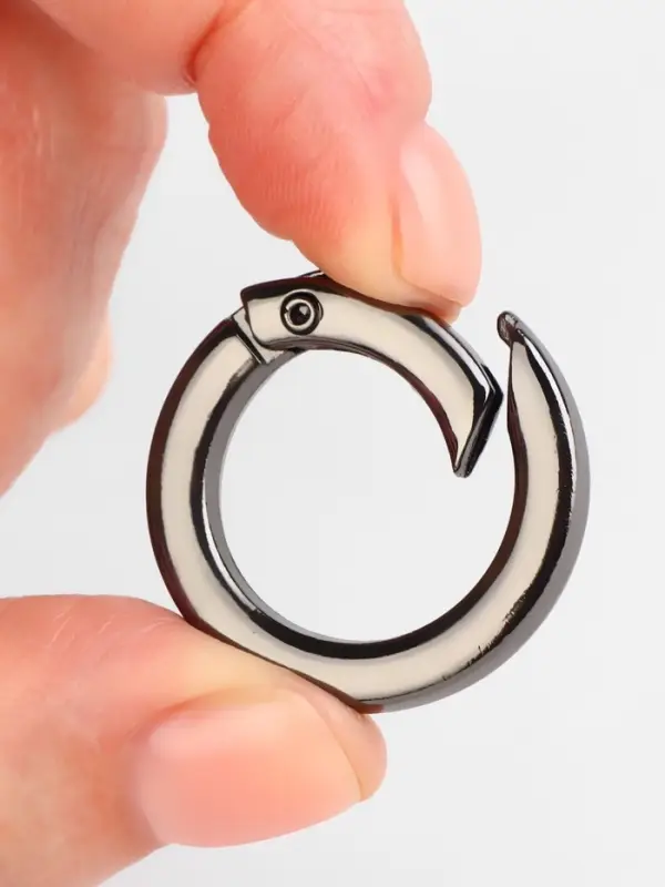 Кольцо-карабин плоский, d=20/28 мм, толщина - 4 мм, 5 шт., цвет чёрный никель