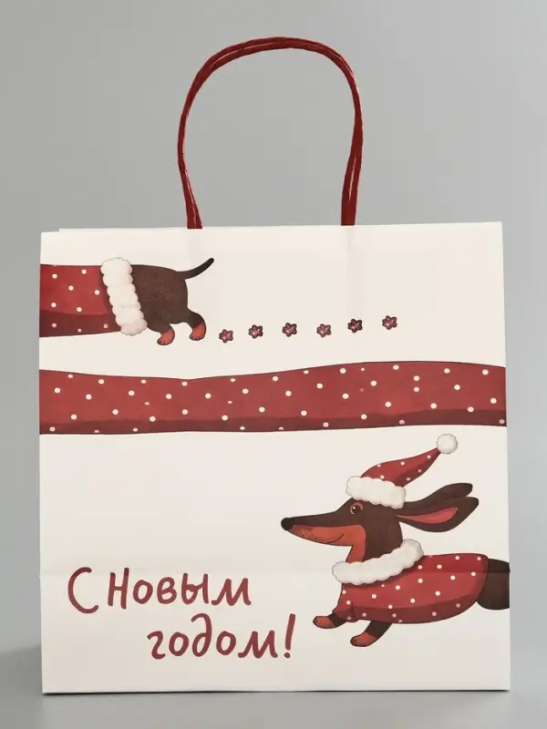 Пакет подарочный крафт &laquo;С Новым годом&raquo;, 22&times;22&times;11 см