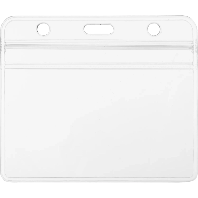 Бейдж Deli E5758 100х80мм горизонт. б/крепления ПВХ прозрачный (упак:10шт)