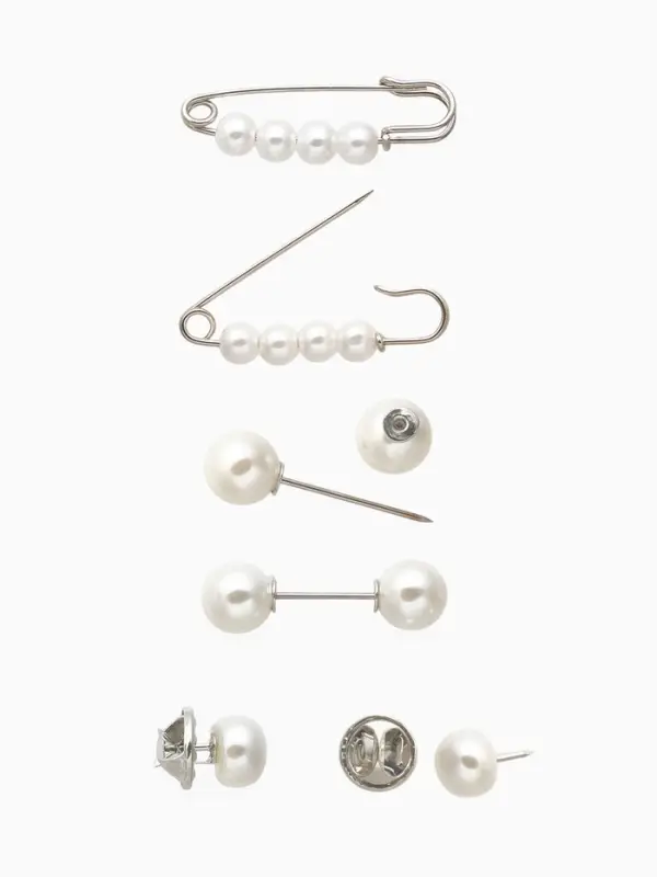 Набор булавок &laquo;Жемчужная нежность&raquo;, 6 шт. 3.5 см, белый в серебре