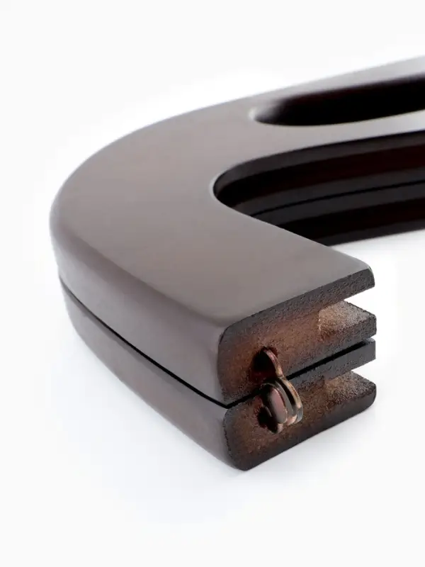 Ручка-фермуар для сумки, деревянная, на магнитах, с креплением, 27&times;12&times;2.5 см, коричневая