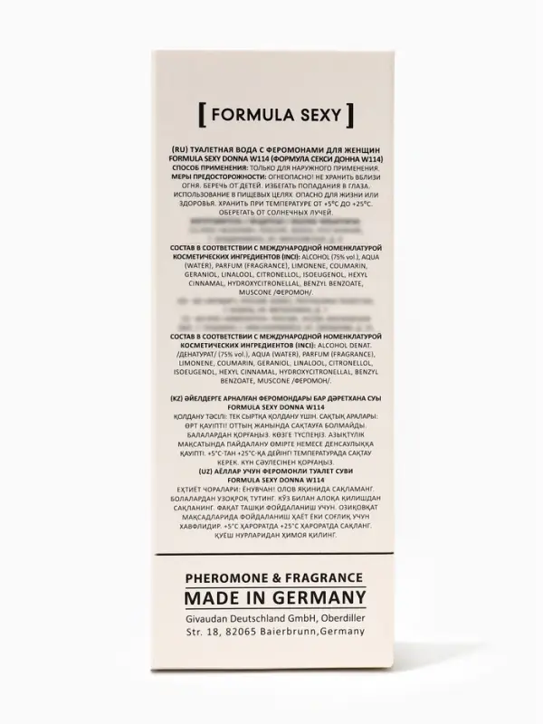 Туалетная вода женская с феромонами Formula Sexy collection Donna W114, 30 мл