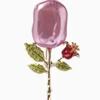 Брошь &laquo;Цветок&raquo; роза, жемчуг, цвет розовый в золоте