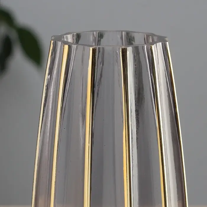 Ваза для цветов &laquo;Милагрос&raquo;, классика полосы вертикаль, d=6 см, 21&times;9 см, стекло, серая