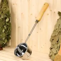 Ковш - черпак для бани и сауны, 400 мл, нержавеющая сталь, деревянная ручка, 46 см, &laquo;Добропаровъ&raquo;