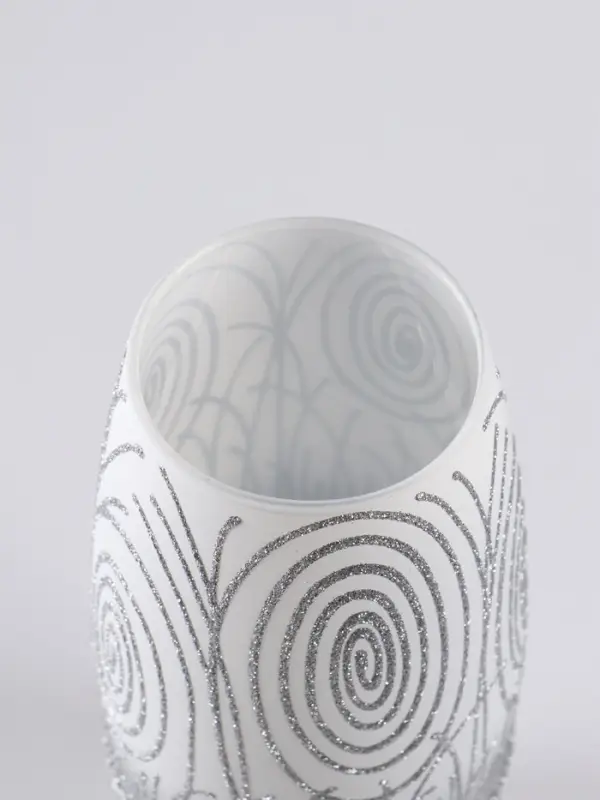 Ваза «Соблазн», овал, h=26 см, стекло, бело-серебристая