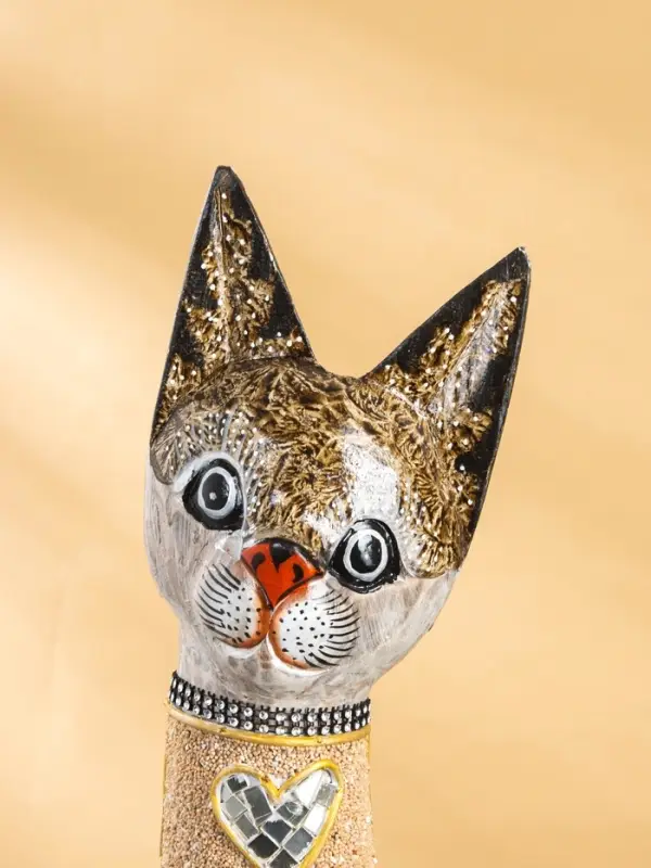 Сувенир &laquo;Кошка с золотыми бабочками и зеркальным сердцем&raquo;, 100&times;16&times;7 см, МИКС