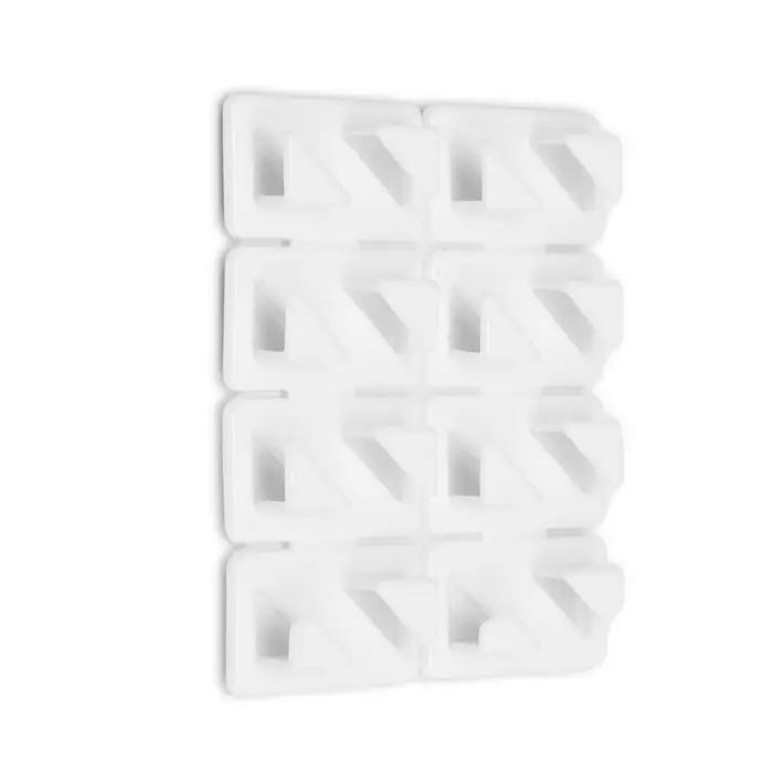 Держатель самоклеящийся для проводов и гирлянд ТУНДРА krep, 8×30×15 мм, белый, 8 шт.