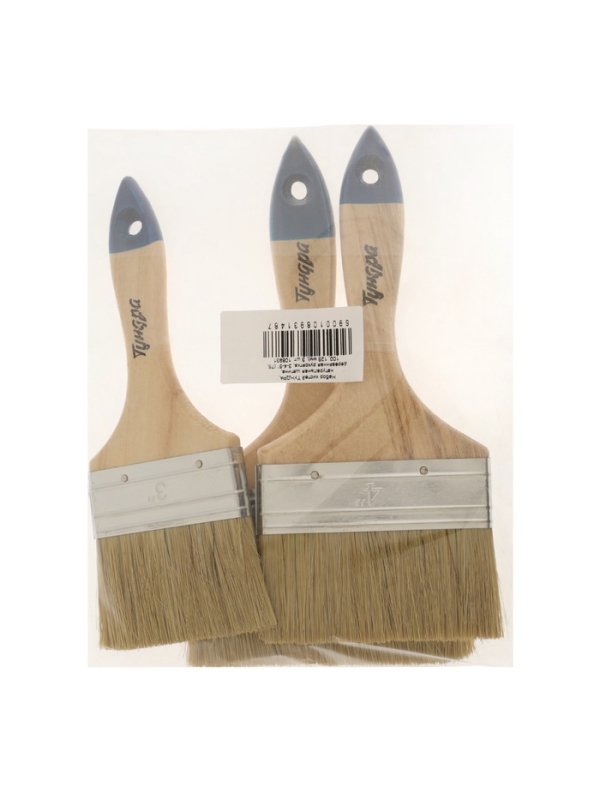 Набор кистей ТУНДРА, натуральная щетина, деревянная рукоятка, 3-4-5 Набор кистей ТУНДРА, натуральная щетина, деревянная рукоятка, 3-4-5" (75, 100, 125 мм),3 шт.
