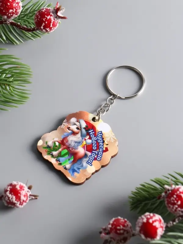 Набор брелоков новогодних (5 шт) "Новый год - 1", размер брелока 4,5 см